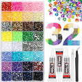 37000Pcs 32 Colors Jelly Resin Rhinestones for Bedazzling, 3mm Multicolor Flatback Gems for Crafting, Bedazzler Kit with 3Pcs B7000 Jewelry Glue for Clothes Shoes Nail Book Diamond Art