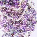 60g Purple AB Flat Back Pearls Rhinestones for Crafts Mixed Size 3mm-10mm AB Color Round Half Pearls Flatback Pearl Beads and Resin Rhinestones Set for Face Art