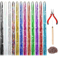 FEBSNOW 2400 Strands Christmas Tinsel Icicles, 47 Inches Glitter Mylar Foil Icicle for Christmas Tree 12 Mixed Colors Shiny Tinsel for Xmas Festival Birthday Wedding New Year Party Hanging Decoration