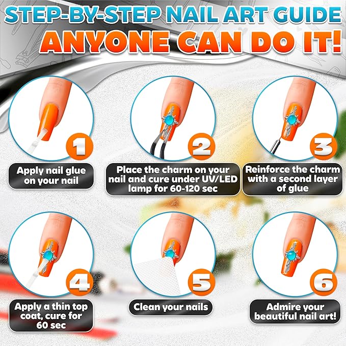 24 Pcs Dragon Eye Charms for Nails – 3D Silver Cross Nail Charms and Gems with Bright Crystals, Easy-to-Apply Art Kit – Stunning Nail Decor for Unique & Creative Manicures