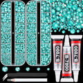 Resin Rhinestones for Crafting with B7000 Jewelry Glue, 2 Boxes Aquamarine Flatback Crystals with 3Pcs 10ml Glue for Bedazzling Crafts DIY Nail Art Makeup, Gems for Clothing Shoes