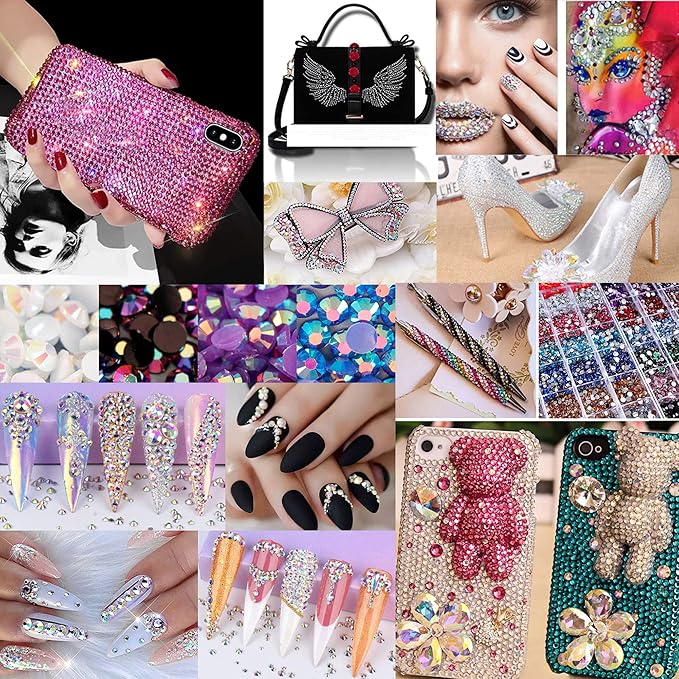 RODAKY Resin Rhinestones Kits 2/3/4/5mm Flatback Jelly Rhinestones Bulk Bedazzling Crystal Gems Beads Stone for Manicure DIY Crafts Mugs Bottles Tumblers Clothes Face Makeup (Set 1)