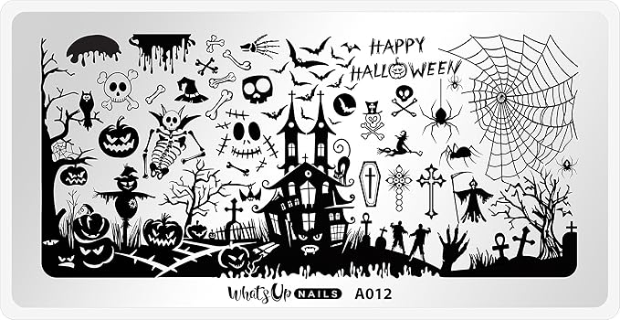 Whats Up Nails - A012 Happy Halloween Stamping Plate for Nail Art Design