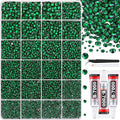 30000Pcs Resin Rhinestones with Tweezers for Crafting, Emerald Green Flatback Gems, Bedazzling Crystal with 3Pcs 10ml B7000 Jewelry Glue for DIY Crafts Clothing Tumblers Shoes Fabric Nail Art