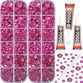 11000Pcs Hot Pink 2/3/4/5mm Flatback Rhinestones with Glue for Bedazzling Crafting Clothing Clothes Crafts Shoes Nail Art, Resin Flat Back Gems Crystals Diamonds Gemstones Jewels Stones Kit