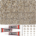 31000Pcs Champagne Resin Rhinestones Bedazzling, 2-6mm Mixed Sizes Tan Bedazzle Gems, Rose Gold Flatback Bedazzled Diamonds Jewels Crystals with B7000 Glue for Crafts Crafting Clothes