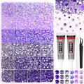 RODAKY 30000PCS Purple Resin Rhinestone Mixed Size AB Rhinestones Bedazzling Kit with 2PCS 10ml B7000 Jewelry Glue Tweezers Pen Making Kit for DIY Craft Clothing Shoes Nail Decor