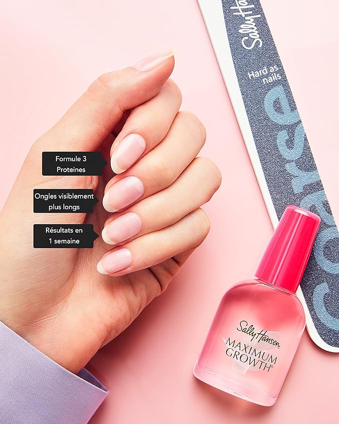 Sally Hansen Nail Treatment Maximum Growth® Nail Strengthener | Base Coat & Nail Protectant | Triple Protein & Silk Formula for Strong, Healthy Nails