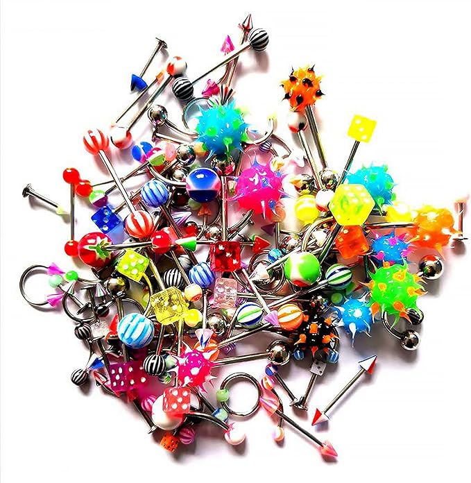 130Pcs Nail Art Piercing Stud,Lollipop,Rings, Pom-poms, Dice, Cones,for women, girls Nail Decorations DIY Craft