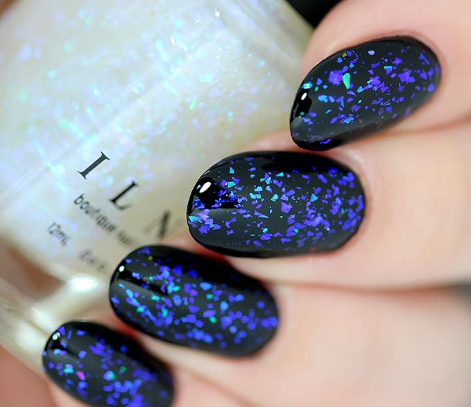 ILNP Spaced Out - Deep Blue, Purple Color Shifting Iridescent Flakie Topper Nail Polish