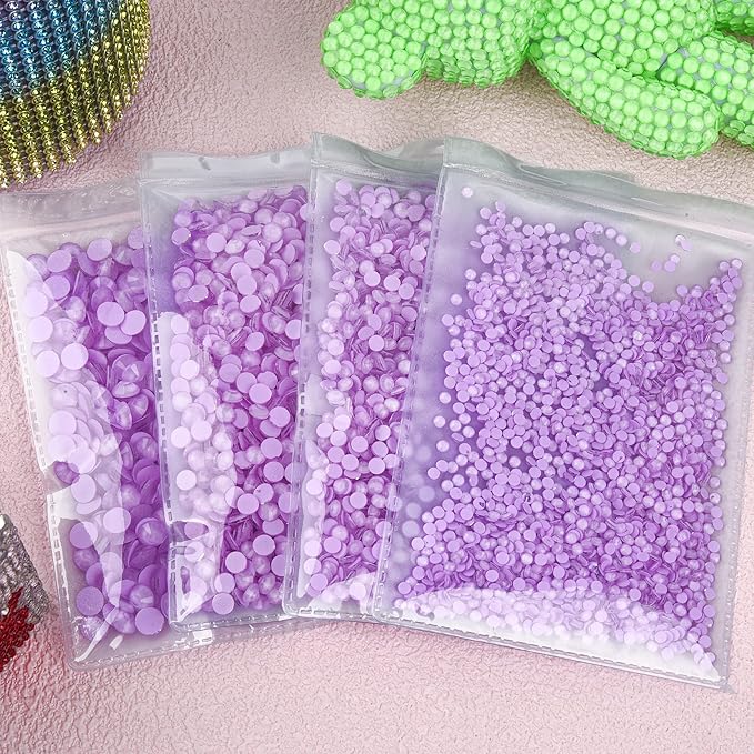 Blinginbox Flatback Rhinestones Round Gems, 1440pcs Luminous Series Glass Stones Neon Gems Non Hotfix Crystal Rhinestones for Nail Charms Crafts Clothes Tumblers,Lt.Violet Neon,SS20.