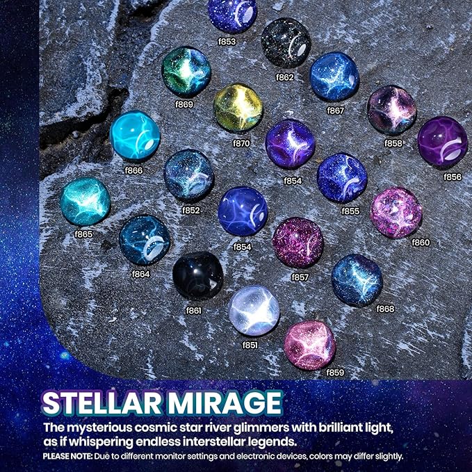 Beetles Chameleon Gel Nail Polish Set - 20 Color Stellar Mirage Cat Eye Temperature Changing Shifting Gel Polish Magnetic Jelly Nails Soak Off UV LED Nail Art Spring Gift for Women&Girls