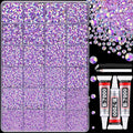 25000Pcs Resin Jelly Rhinestones with Tweezers for Crafting, Lavender Purple AB Flatback Gems, Bedazzling Crystal with 3Pcs 10ml B7000 Jewelry Glue for DIY Crafts Clothing Tumblers Shoes Nail Art