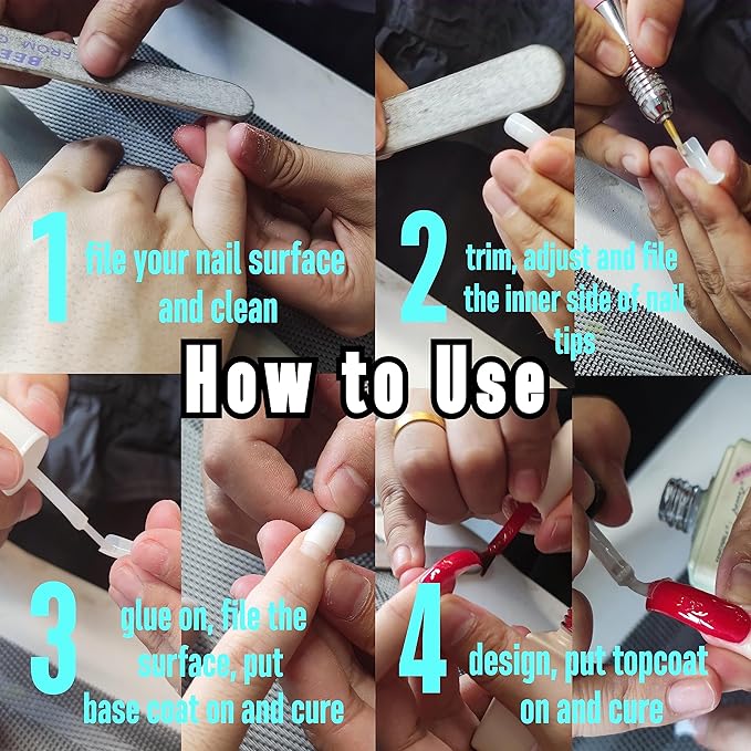 NOVO OVO Halloween 100 pcs Long Hawk Curved Nail tips, Clear Cystal Extra Super Extreme Deep Curve Half Cover Tapered Square Eagle Claw Soft Gel False Nail Extension for Acrylic Nails x10 Sizes in Box