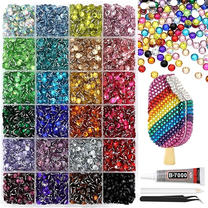 RODAKY Resin Rhinestones for Crafting Bedazzling,24 Color Rhinestones for Nails Art,5MM Nail Rhinestone and Gems,Nail Diamond Flatback Gems Crystals Charms for Nail Design DIY Makeup Decor