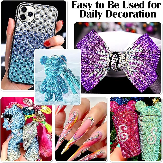 15000PCs 2-6MM Pink Series Resin Flat Back Rhinestones, Round Non Hotfix Jelly & Silver Bottom Resin Rhinestones Nail Gems Stones with Tweezer & Picker Pen for Nail Art Tumblers & DIY Crafts