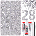 30000Pcs Resin Rhinestones for Bedazzling with Tweezers, Clear Rhinestones for Crafting with 3Pcs 10ml B7000 Jewelry Glue for DIY Crafts Clothing Tumblers Shoes Fabric Nail Art