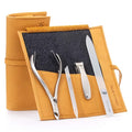 GERMANIKURE 4pc Manicure Set in Yellow Leather Case - FINOX Stainless Steel Tools Made in Germany, Glass Nail Care Supplies Made in Czech Republic – Professional Cuticle and Nail Care Kit