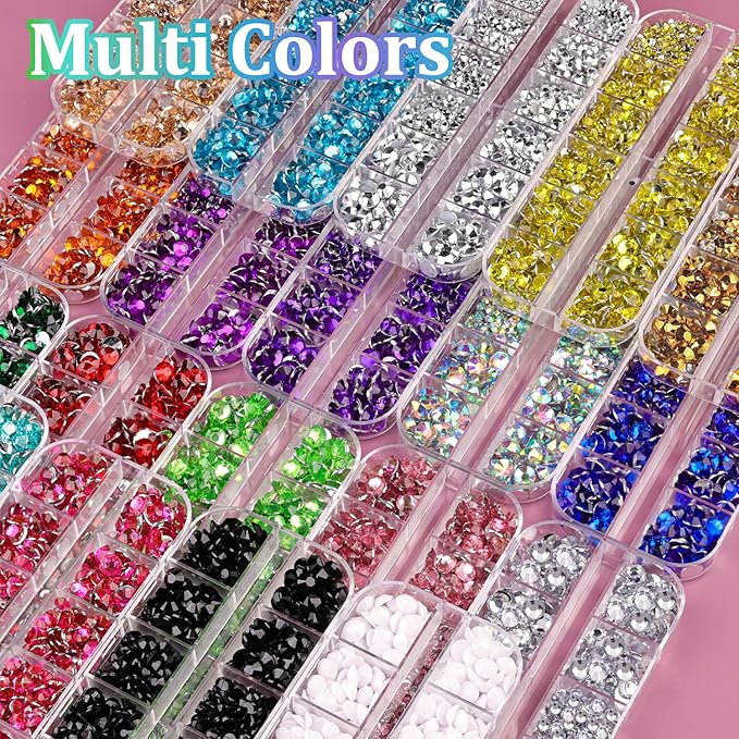 Resin Rhinestones for Crafting, 2 Boxes Purple Flatback Crystals for Bedazzling Crafts DIY Nail Art Deco, Non Hotfix Bulk Gems for Tumbler Shoes Clothing Fabric Face Makeup