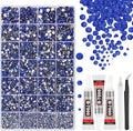 33000Pcs Sapphire Blue Resin Jelly Rhinestones for Bedazzling, 2-6mm Flatback Gems for Diamond Art, Bedazzler Kit with 3Pcs 10ml B7000 Jewelry Glue for Crafting Crafts Nail Art