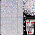 25000Pcs Resin Jelly Rhinestones with Tweezers for Crafting, White AB Flatback Gems, Bedazzling Crystal with 3Pcs 10ml B7000 Jewelry Glue for DIY Crafts Clothing Tumblers Shoes Fabric Nail Art