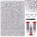 32000Pcs Resin Silver Clear Rhinestones with B7000 Jewelry Glue for Bedazzling Crafting, 2-6mm Flatback Gems, Bedazzler Kit for Crafts Clothing Tumblers Shoes Decor Nail Art