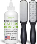 Callus Remover Gel & Double-Sided Foot File: 8 oz Extra Strength Callus Remover for Feet, Foot Callus Remover Care, Pedicure Tools Supplies, Spa Kit, Dead Skin Scrubber