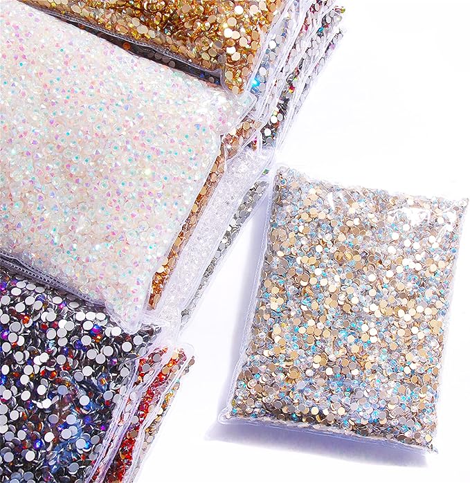 SS3-SS20 Crystal Glass Rhinestone Round Shape Flatbase Strass for DIY Nail Art Decorations Craft Making 14400PCS/Bag (SS8：2.3-2.4mm, Light Red)