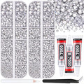 12000Pcs Resin Rhinestones for Bedazzling with 3Pcs B7000 Jewelry Glue, 2 Boxes Clear Flatback Rhinestones for Crafting Crafts DIY, Crystals Gems for Clothing Shoes Tumblers Nail Art Makeup