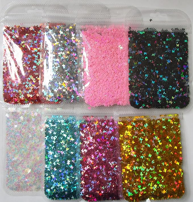 80g Butterfly Chunky Glitter Resin Mylar Flakes Holographic Butterflies Glitters Crafts Sequins Accessories for Resins Makeup Acrylic Nails