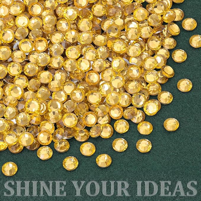 Resin Rhinestones for Crafting with B7000 Jewelry Glue, 2 Boxes Golden Yellow Flatback Crystals with 3Pcs 10ml Glue for Bedazzling Crafts DIY Nail Art Makeup, Gems for Clothing Shoes
