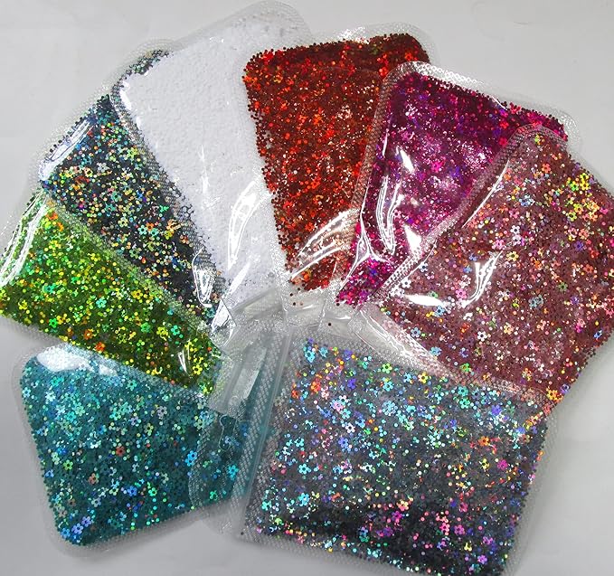 LoveOurHome 8 Colors Flower Chunky Glitter Flakes Holographic Floral Blossom Shaped Confetti Sequins Nail Sticker Accesories for Resin Crafts Acrylic Nails Makeup