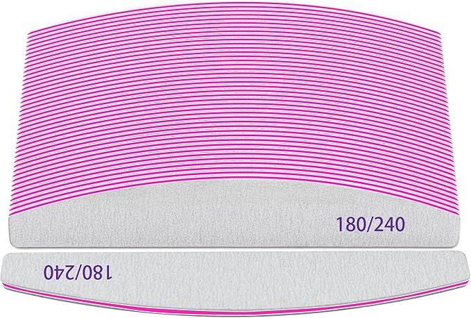 Professional Nail Files, Emery Board Nail File for Natural Nails 100/180/240 Grit Nail Files for Acrylic Nails 12pcs Fine Grit Nail File Manicure Tools Coarse Fingernail Files (180/240 Grit)
