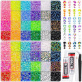 2 Boxes 3+4/5mm Jelly Rhinestones for Bedazzling, 22000Pcs Multicolor Flatback Resin Gems for Crafting, Bedazzler Kit with 2Pcs 10ml B7000 Jewelry Glue for DIY Crafts Book Fabric Decor Nail Art