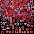 100 Pieces 3D Resin Butterfly Bear Nail Charms Rose Flower Peach Skirt Bow Deer Snake Rabbit Animal Shaped Nail Art Rhinestones Pearls for DIY Nail Art Decoration Making Craft (Red)