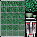 25000Pcs Resin Rhinestones with B7000 Jewelry Glue for Crafting, Dark Green 2-6mm Non Hotfix Flatback Gems, Bedazzling Crystal for DIY Crafts Clothing Tumblers Mugs Shoes Fabric Decor Nail Art