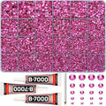 31000Pcs Fuchsia Resin Rhinestones for Bedazzling, Mixed Sizes 2-6mm Dark Pink Magenta Flatback Rhinestones Gems Jewels Crystals with B7000 Glue for Crafts Crafting Clothes