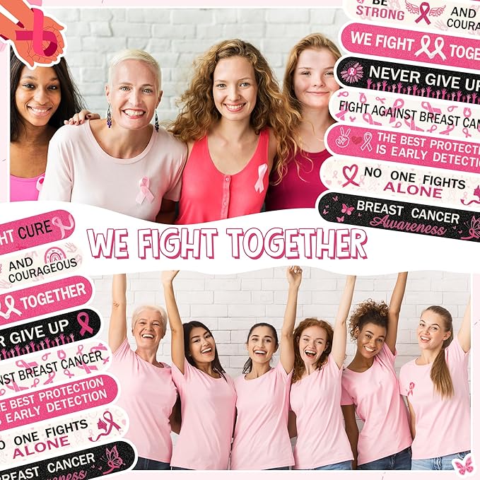 H1vojoxo Breast Cancer Awareness Nail Files - 48pcs We Fight Together Pink Ribbon Emery Board Hope Courage Inspirational Women's Accessories Party Supplies Gifts Breast Cancer Awareness Charities Gift
