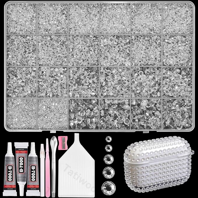 20000Pcs Clear Crystal Flatback Jelly Resin Rhinestones for Bedazzling, Mix Sizes Clear Rhinestones Gems Bedazzling for Crafting, Flatback Rhinestone for DIY Face Makeup Crafts Tumblers