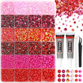 RODAKY Pink Red Rhinestone Gems Resin Jelly Rhinestones for Bedazzling Flatback Pearls Beads Stone for Valentine's Day Crafts 2Pcs 10ml B7000 Jewelry Glues Tweezers Dotting Pen