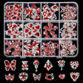 60 Pcs Heart Nail Charms, Rhinestone Red Butterflies Nail Art Gems, Star Heart Butterfly Charms Decorations Sailor Moon Acrylic Nail Accessories for Women DIY Crafts 2
