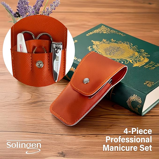 Solingen Manicure & Pedicure Set, Men Women Finger and Toe Nail Clippers Set Professional Manicure Pedicure Kit, Stainless Stell, Eyebrow Tweezers, Scissors, Sapphire Nail File with Travel Case