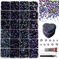 RODAKY Resin Jelly Rhinestones for Crafting Bedazzling,2-6MM Rhinestones for Nails,Black-Purple Blue AB Nail Rhinestone and Gems,Nail Diamond Flatback Gems Crystals Charms for Nail Design DIY Makeup