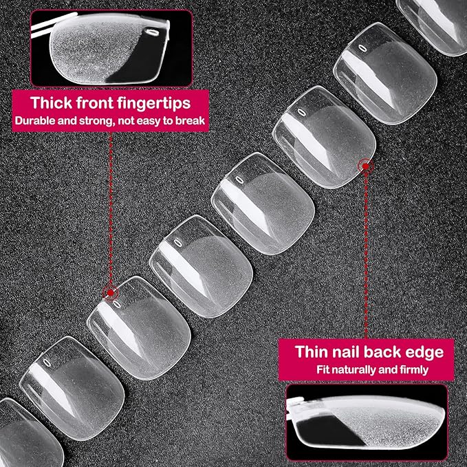 300pc Extra Short Square Nail Tips, Soft Gel Nail Tip Square Fake Nails Artificial Fingernail, 15 Sizes Full Cover Clear Press on Nail Short Acrylic Nails Tips for Nail Extension, Press Nails Making