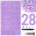 30000Pcs Resin Rhinestones for Bedazzling with Tweezers, Lavender Purple AB Rhinestones for Crafting with B7000 Jewelry Glue for DIY Crafts Clothing Tumblers Shoes Fabric Nail Art