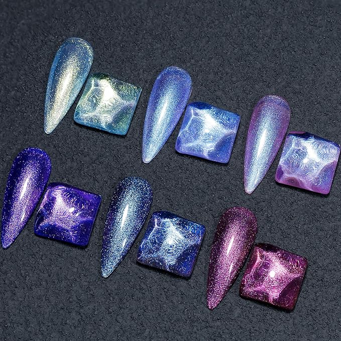 MIZHSE Chameleon Glitter Gel Nail Polish Set - 6 Colors Aurora Sparkle Glitter Gel Polish Kit Blue Purpke Holographic Shimmer U V LED Gel Polish for DIY Salon Home Manicure