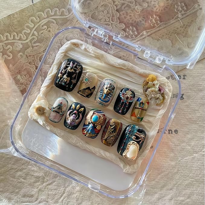 3D Egyptian Elements Gel Nail Art Mold Silicone Tools Nails Women DIY Shapes Sphinx Small Model Resin Scarab Gel Molds for Accessories Supplies
