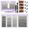 DIY Lash Extension Kit Cluster Lashes Kit with 576Pcs Lash Clusters Lash Bond and Seal Remover Eyelash Applicator Beginner DIY Lashes Kit Easy to Use(4 styles-10-18mm)