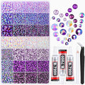 20000Pcs Purple Rhinestones for Bedazzling with B7000 Jewelry Glue, Resin Rhinestones for Crafting Crafts DIY, Bedazzler Kit Gems for Clothing Shoes Tumblers Fabric Nail Art Assorted Size 3/4/5/6mm