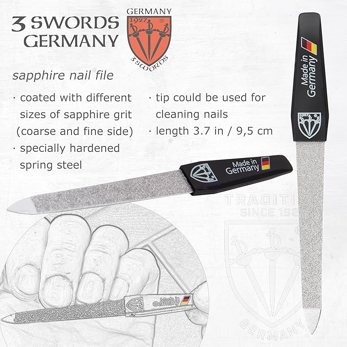 3 Swords Germany – Brand Quality fingernail & toenail Clipper, Manicure, Pedicure Nail Care by with Metal Nail File and case, red Edition